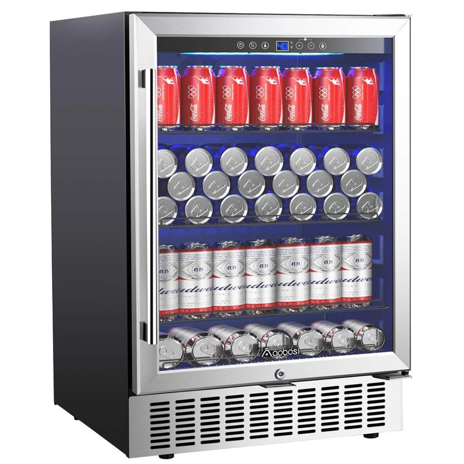 AOBOSI 24 Inch Beverage Cooler 164 CANS Beverage Refrigerator