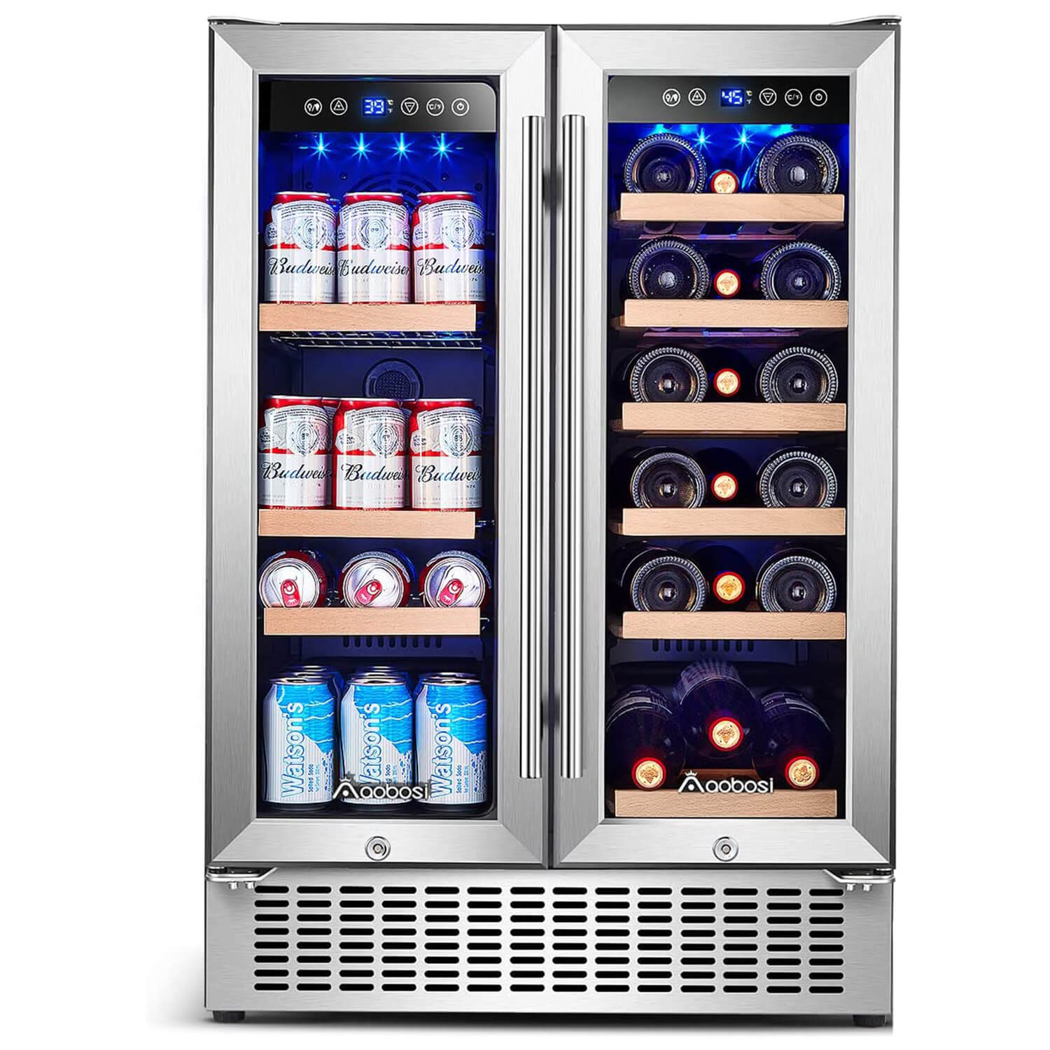 24 inch Beverage Refrigerator - 154 Cans Capacity Beverage Cooler- Fit  Perfectly into 24 Space Built in Counter or Freestanding - for Soda,  Water, Beer or Wine