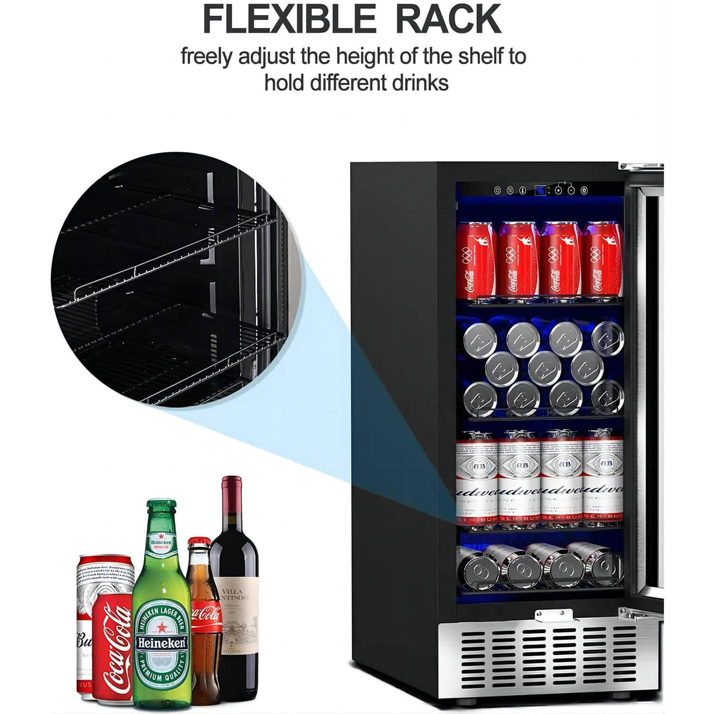 AOBOSI 15 inch Beverage Refrigerator 94 Cans