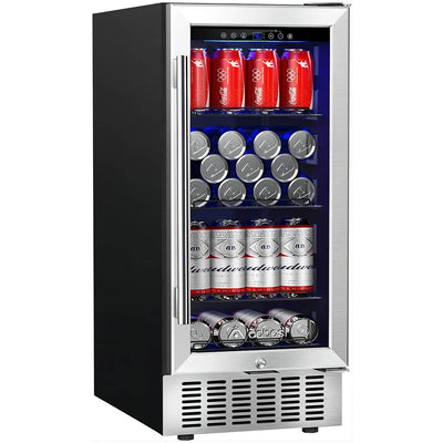 AOBOSI 15 inch Beverage Refrigerator 94 Cans