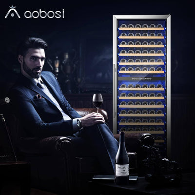 AOBOSI 24 inch Wine Cooler 154 Bottles Capacity Dual Zone