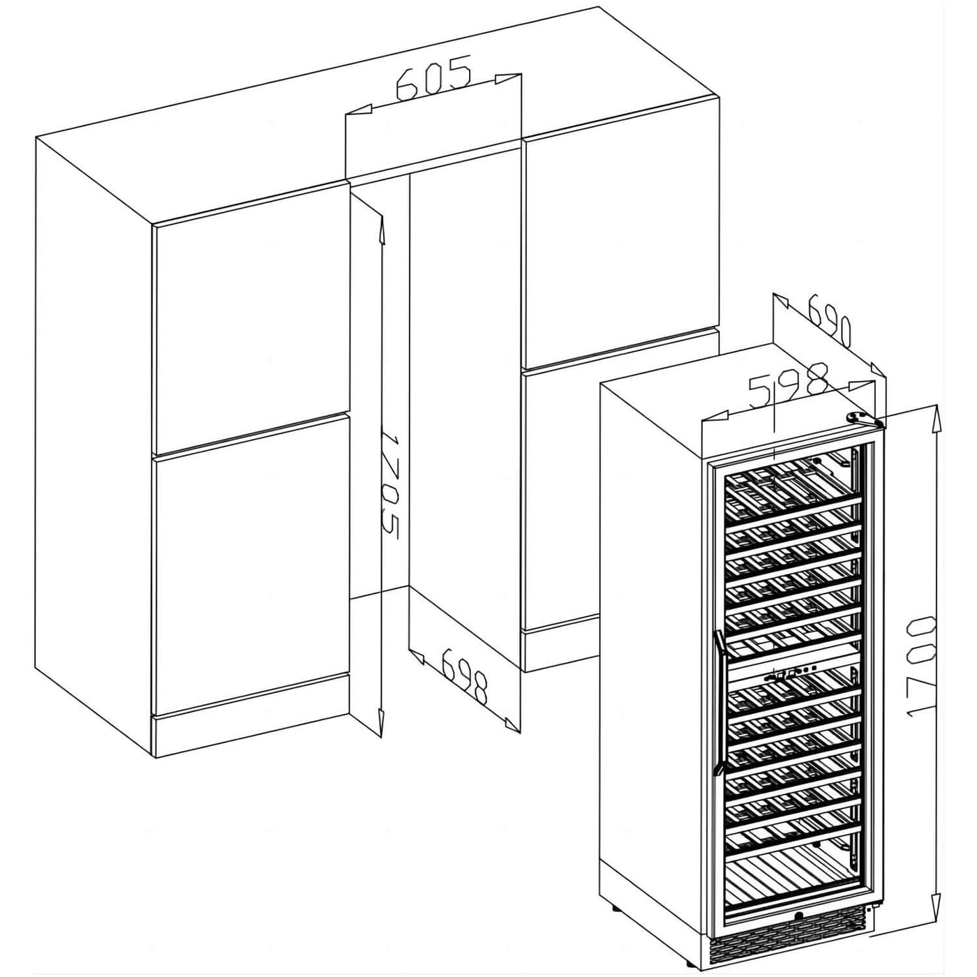 AOBOSI 24 inch Wine Cooler 154 Bottles Capacity Dual Zone