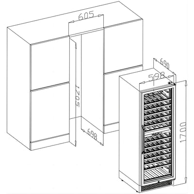 AOBOSI 24 inch Wine Cooler 154 Bottles Capacity Dual Zone