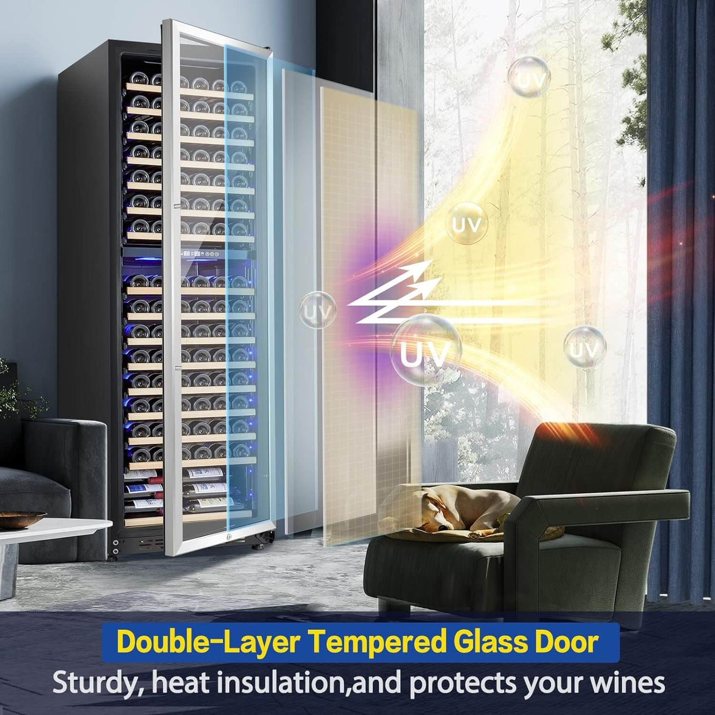 AOBOSI 24 inch ‎Wine Cooler 176 Bottles Capacity Dual Zone