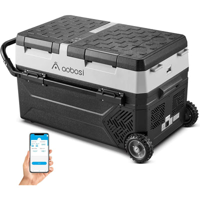 AOBOSI Portable Refrigerator on Wheels Dual Door Dual Zone 45qt/42L