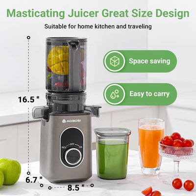 AOBOSI 4.35 Inch Large Feed Chute Masticating Juicer