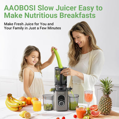 AOBOSI 4.35 Inch Large Feed Chute Masticating Juicer