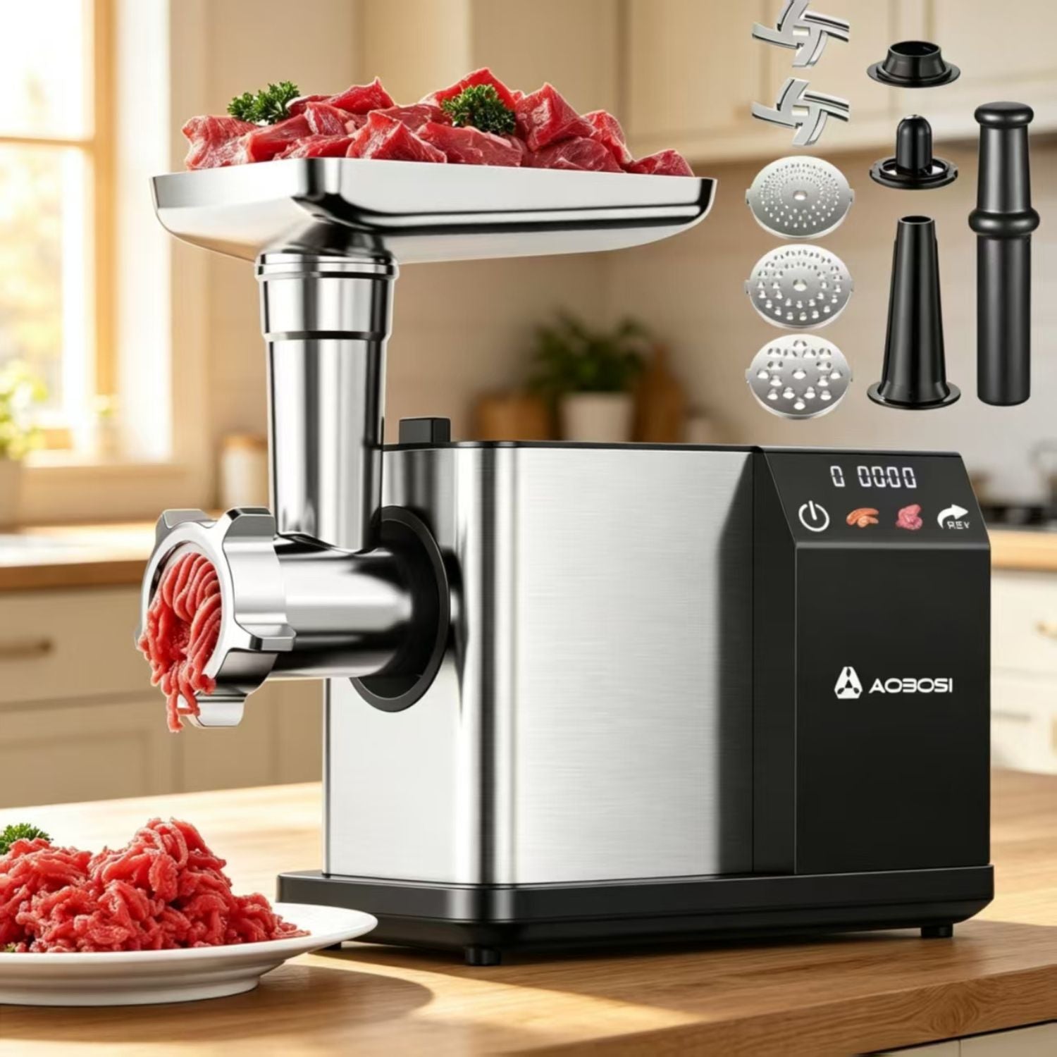 AAOBOSI Electric Meat Grinder with Touch Screen