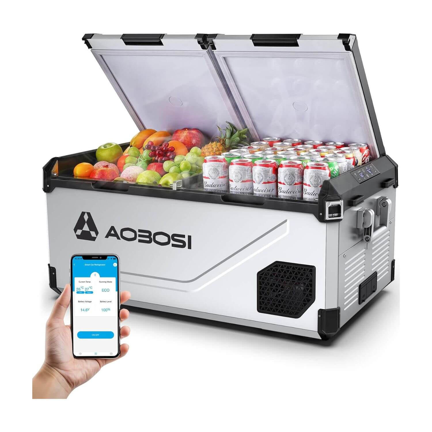 AOBOSI 75L Compressor Cool Box - Dual Zone -20°C Fast Cooling