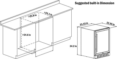 beverage fridge demensions