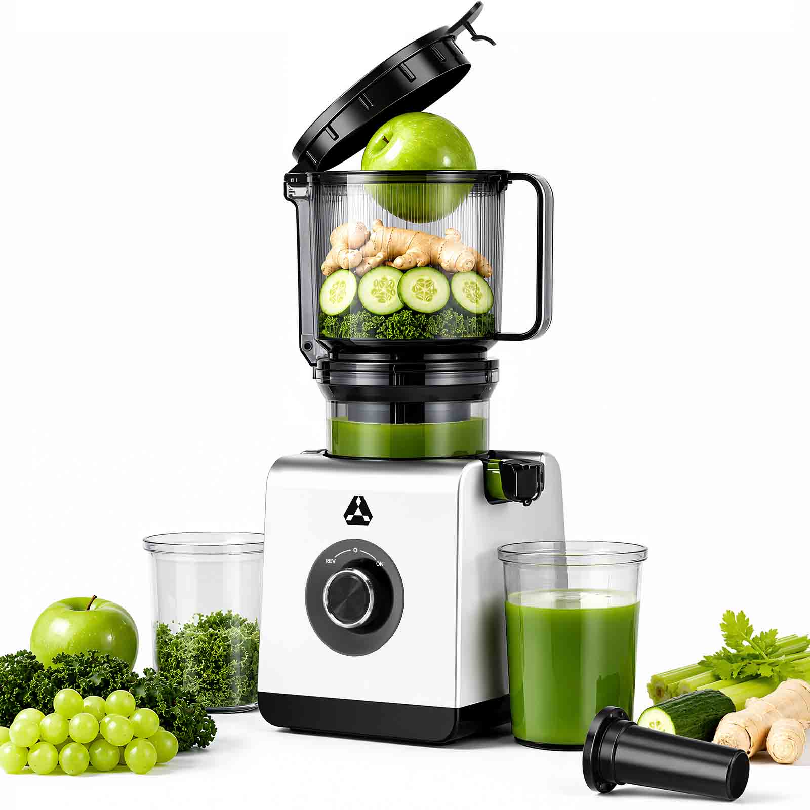 AOBOSI Cold Press Juicer Machine, Easy to Clean Whole Fruit Juicer with 6.5" Feed Chute, High Juice Yield, Quiet Slow Masticating Juicer, 85oz Capacity for Family Breakfast