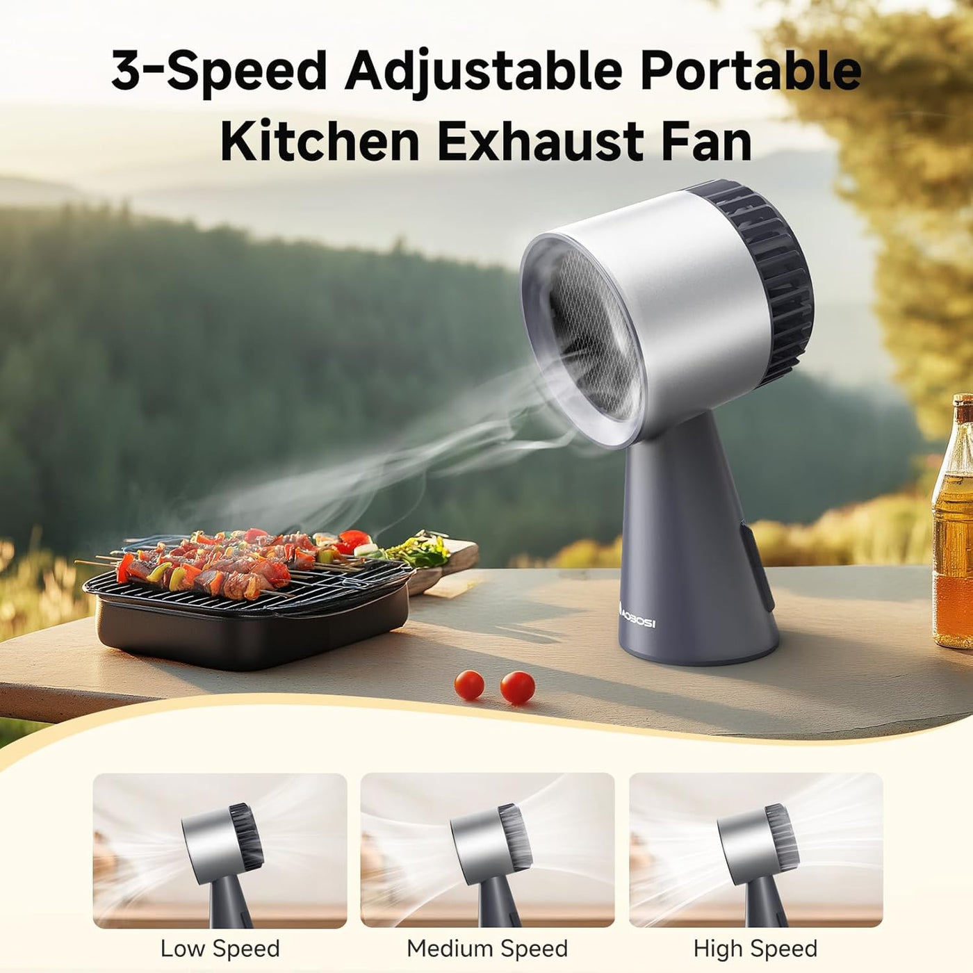 AOBOSI Portable Range Hood with Powerful 3 Speeds Fan for RV Kitchen