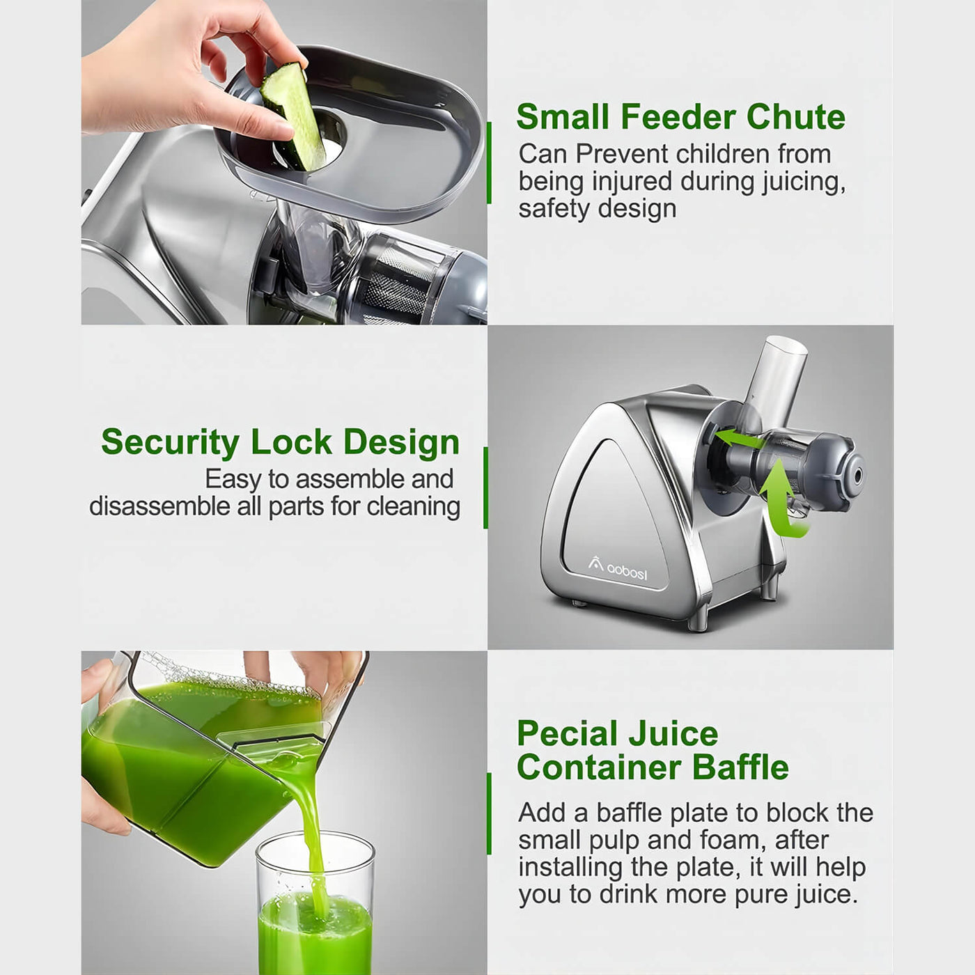 Slow Masticating Juicer Cold Press Machine Juice Extractor Easy to