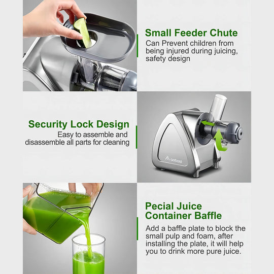 Slow Masticating Juicer, AAOBOSI Juicer Machines With Quiet Motor/Reverse Function/Easy To Clean Brush, Cold Press Juicers - Fruit And Vegetable For