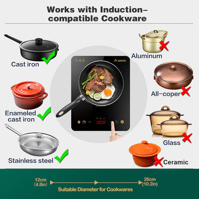 Aobosi 1800W portable induction cooktop works with compatible cookware