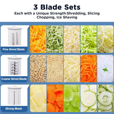 Aobosi 3 in 1 Electric Grater for Kitchen with Large Chute