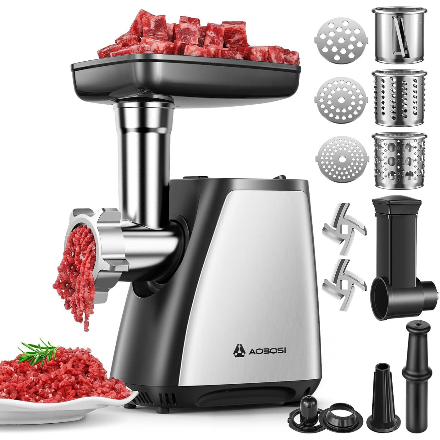 AOBOSI 4-In-1 Electric Meat Grinder 2800W Max