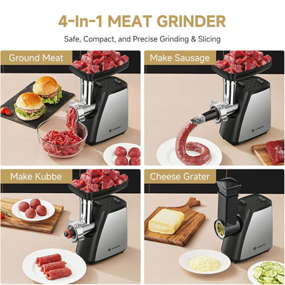 AOBOSI 4-In-1 Electric Meat Grinder 2800W Max