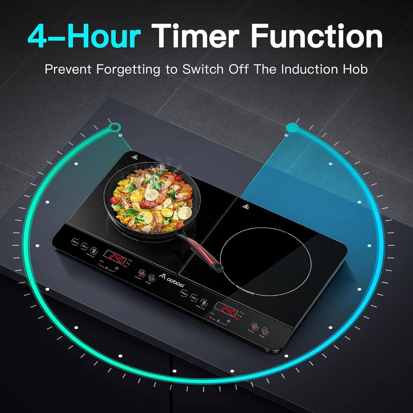 Double Induction Cooktop 4h timer function