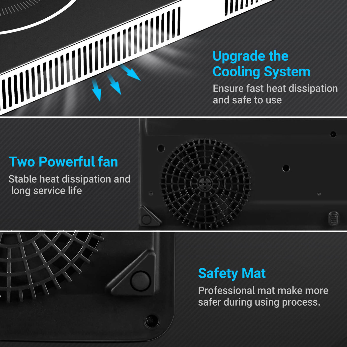 Heat dissipate efficiently with upgraded cooling system of Aaobosi 1800W cooktop