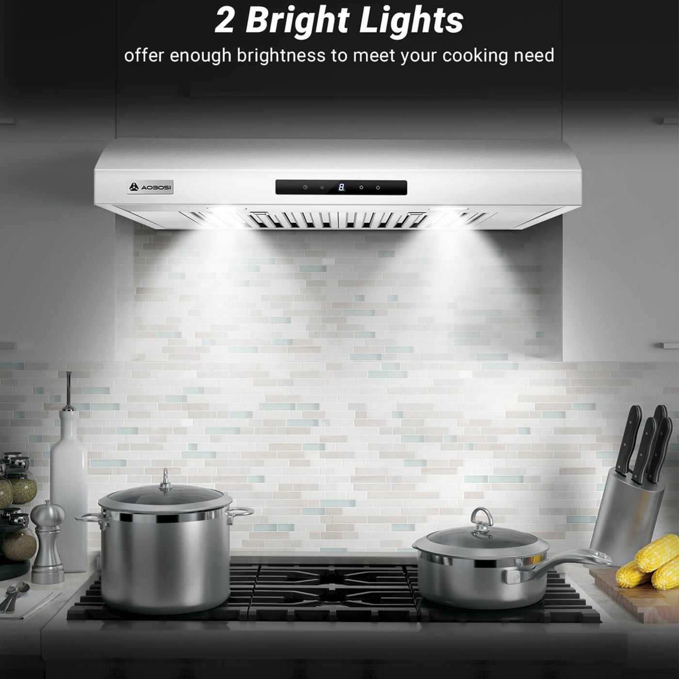 AOBOSI Range Hood 30 Inch with APP/Voice/Touch 3 Ways Control 