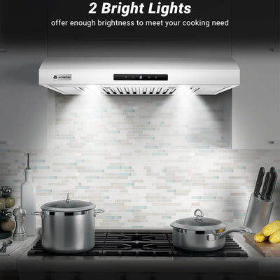 AOBOSI Range Hood 30 Inch with APP/Voice/Touch 3 Ways Control 