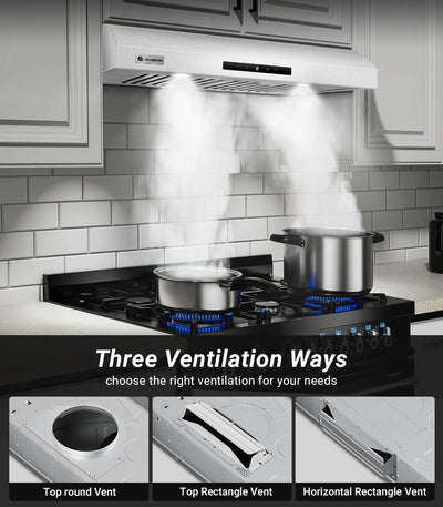 AOBOSI Range Hood 30 Inch with APP/Voice/Touch 3 Ways Control 