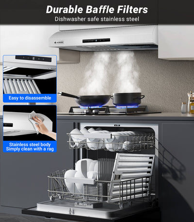 AOBOSI Range Hood 30 Inch with APP/Voice/Touch 3 Ways Control 