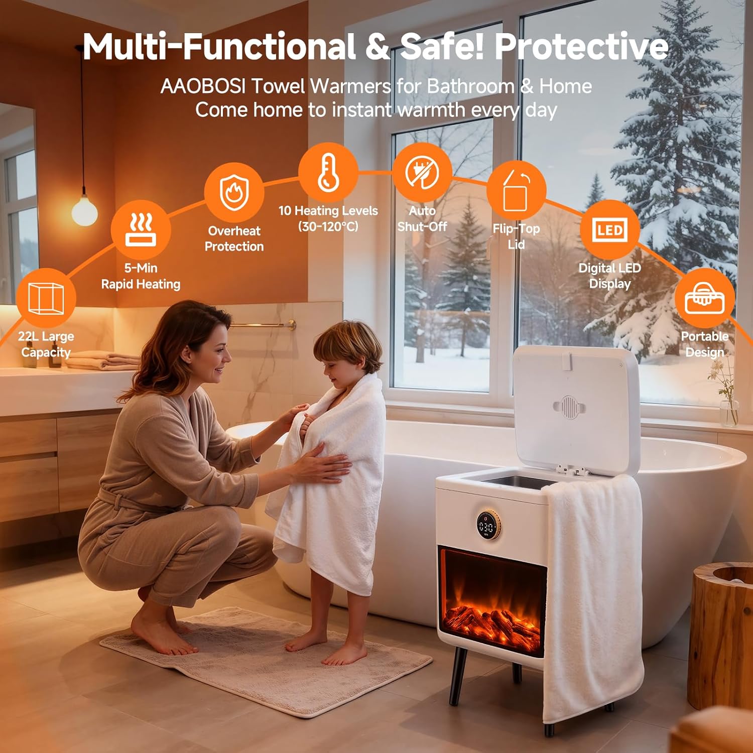 AOBOSI 22L Large Capacity Electric Towel Warmer Bucket