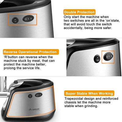 AOBOSI 3-IN-1 Meat Grinder Electric Sausage Stuffer and Grinder
