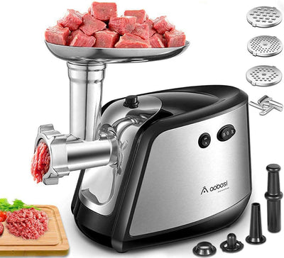 Meat Grinder Electric, 3 Grinding Plates & 2 Blades, [2000W Max]3-IN-1  Stainless Steel Food Grinder & Sausage Stuffer