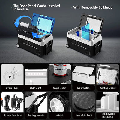 AOBOSI Portable Fridge on Wheels with Foldable Handle 37qt/35L