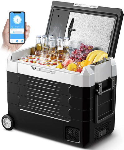 AOBOSI Portable Fridge on Wheels with Foldable Handles 59qt/55L