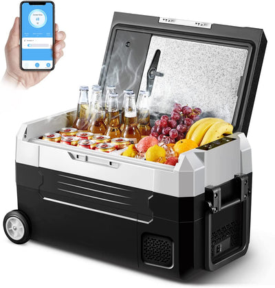 AOBOSI Portable Fridge on Wheels with Foldable Handle 37qt/35L