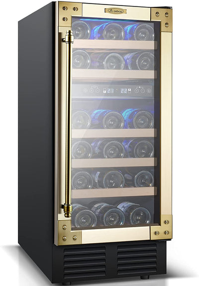 AOBOSI 28Bottles 15 Inch Retro Dual Zone Wine Cooler