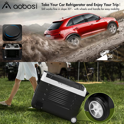 AOBOSI Portable Fridge on Wheels with Foldable Handles 59qt/55L