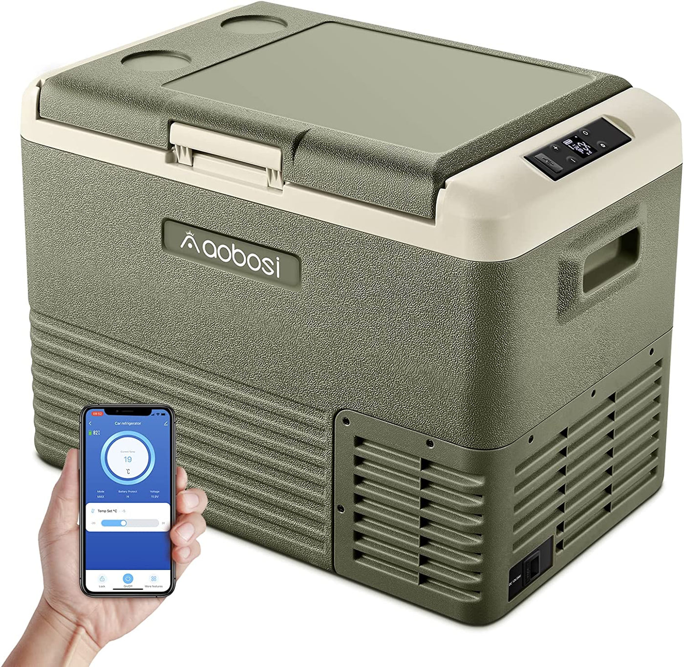 AOBOSI 12 Volt Car Fridge 42Qt/40L Green