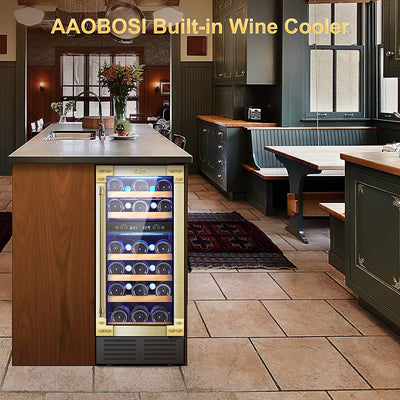 AOBOSI 28Bottles 15 Inch Retro Dual Zone Wine Cooler