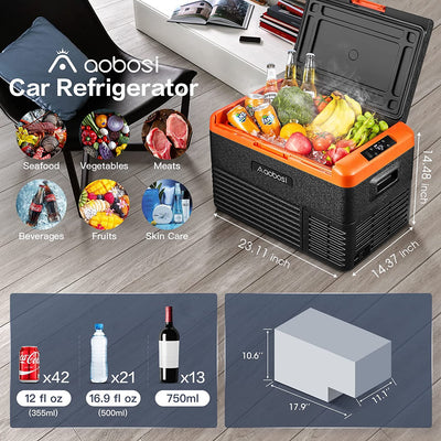 AOBOSI 12 Volt Car Refrigerator Single Zone 32qt/30L