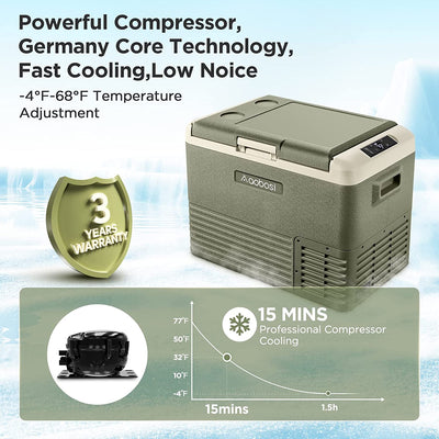 AOBOSI 12 Volt Car Fridge 42Qt/40L Green