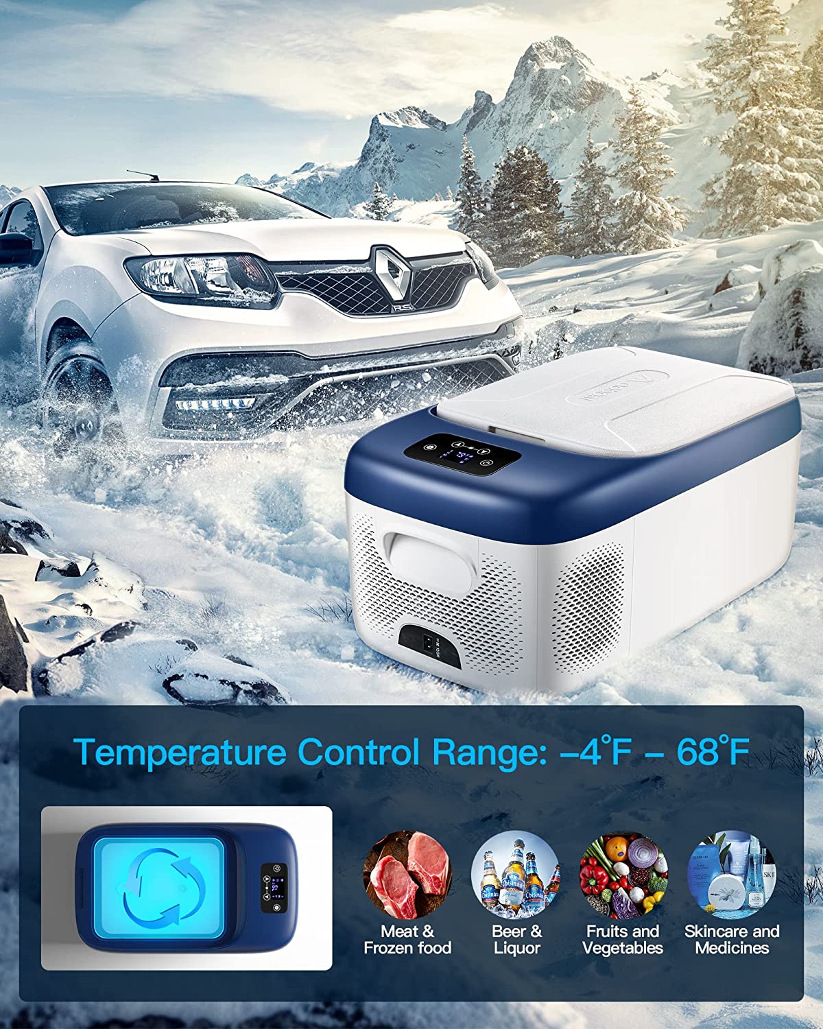 AOBOSI Small Car Fridge Freezer 20qt/18L