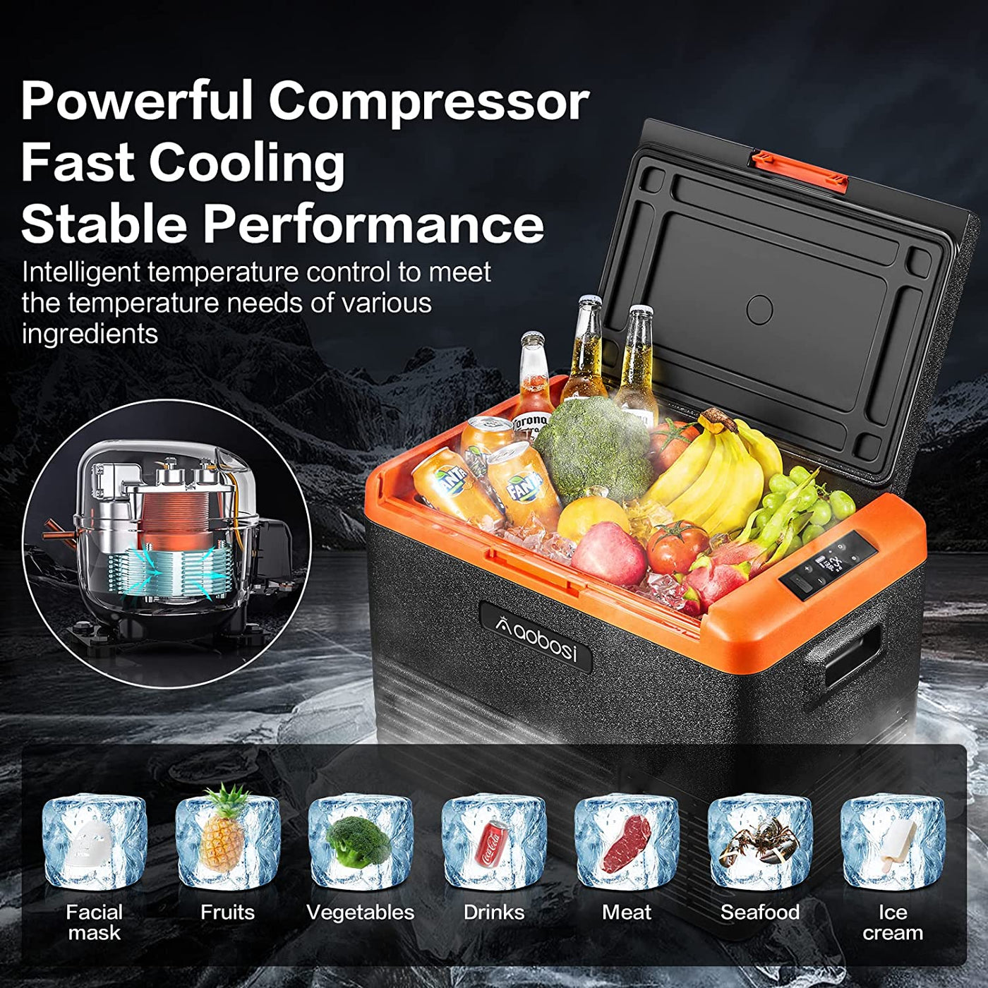 AOBOSI 12 Volt Car Refrigerator Single Zone 42Qt/40L ‎CL40