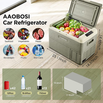 AOBOSI 12 Volt Car Fridge 32Qt/30L Green