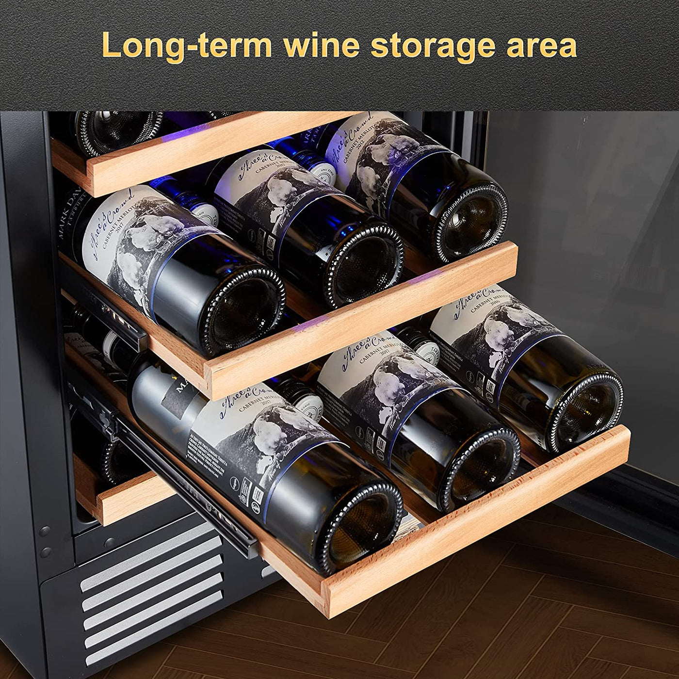 AOBOSI 28Bottles 15 Inch Retro Dual Zone Wine Cooler