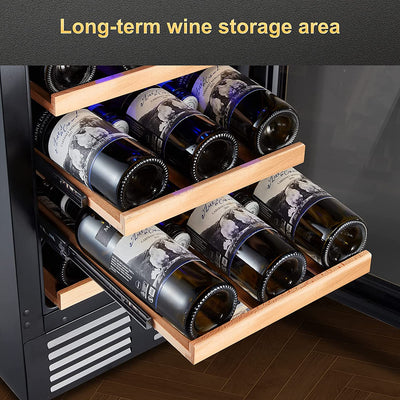 AOBOSI 28Bottles 15 Inch Retro Dual Zone Wine Cooler