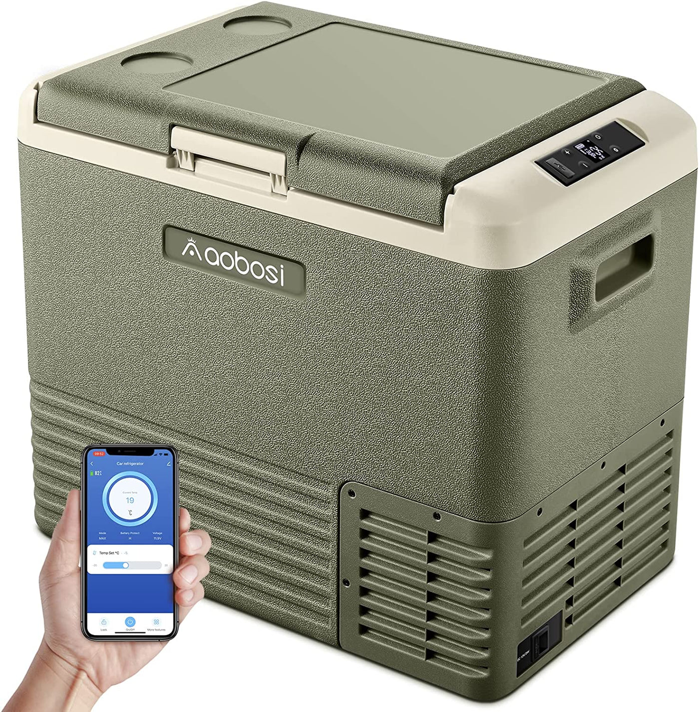 AOBOSI ‎12 Volt Car Fridge 53Qt/50L Green